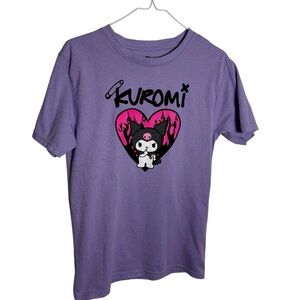Kuromi purple pink heart graphic T shirt altered